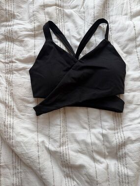 Cross-Front Black Sports Bralette